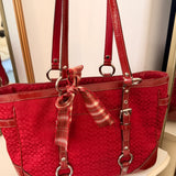 Red Coach Signature Tote Bag