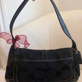 Coach Black Signature Turnlock Ergo Flap Bag