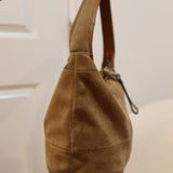 Rare Coach Khaki Patchwork  Suede Ergo Hobo Bag