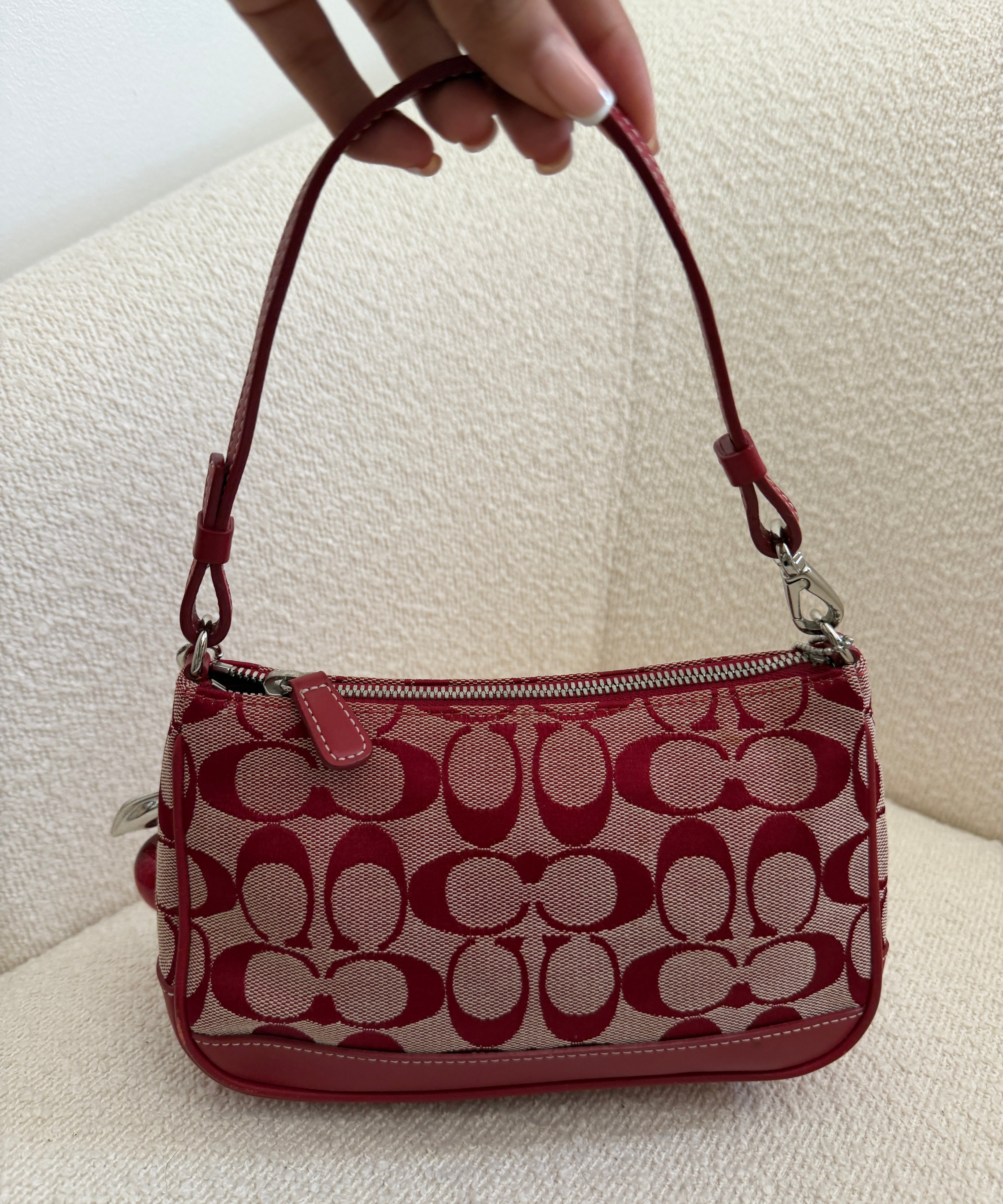 Coach Red Signature Demi Hamptons Bag