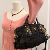 Black Prada Nylon Ruffle Bag