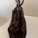 Brown Signature Coach Garnett Turnlock Bag