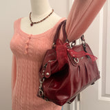Coach Burgundy Patent Leather Ashley Shoulder Bag
