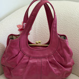 Coach Pink Canvas Ergo Kisslock Bag