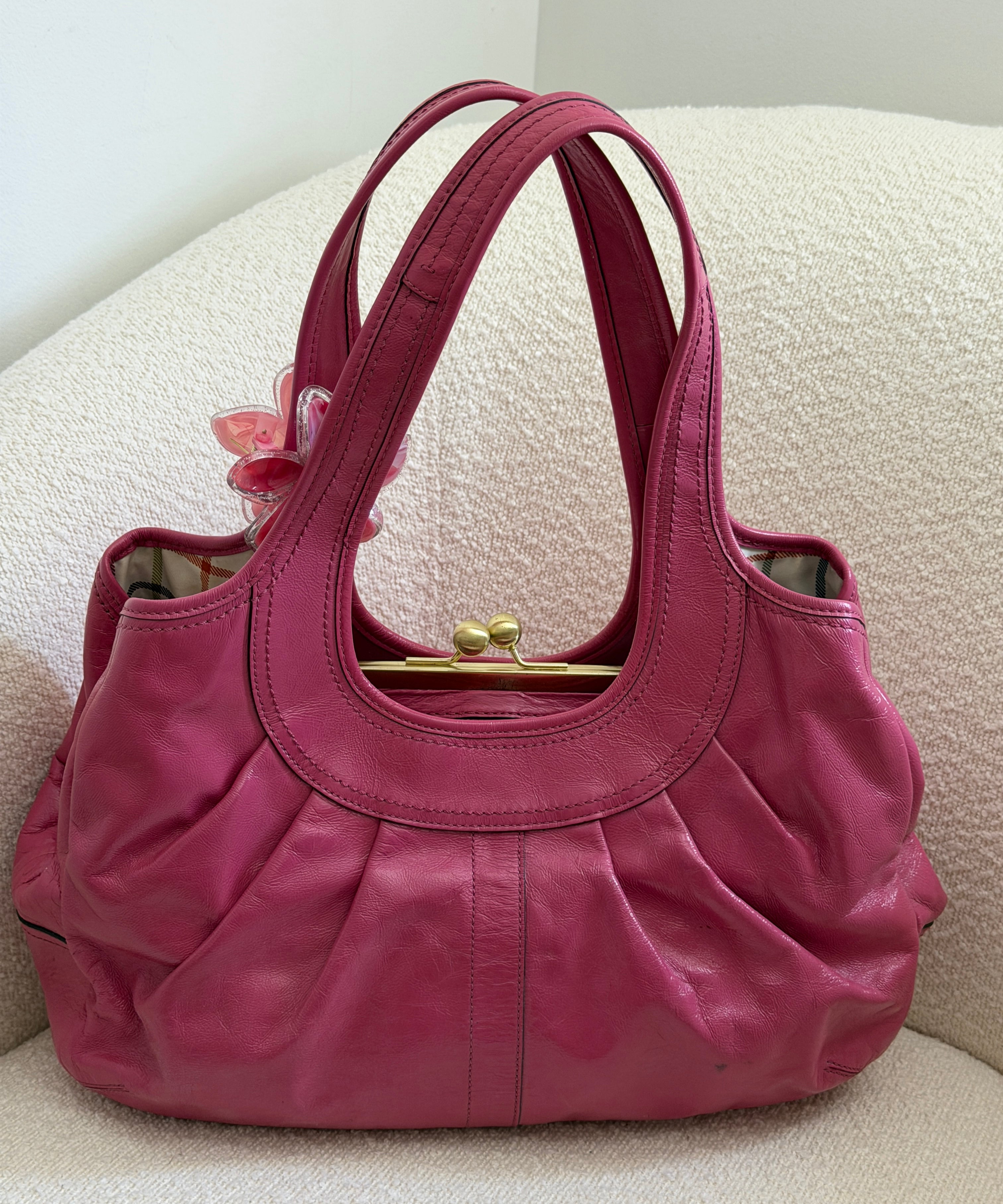 Coach Pink Canvas Ergo Kisslock Bag