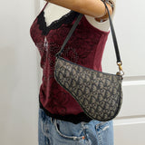Navy Dior Saddle Trotter Shoulder Bag