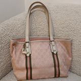 Baby Pink Gucci Abbey Tote Bag with Gucci Charm