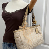 Champagne Coach Signature Tote Bag