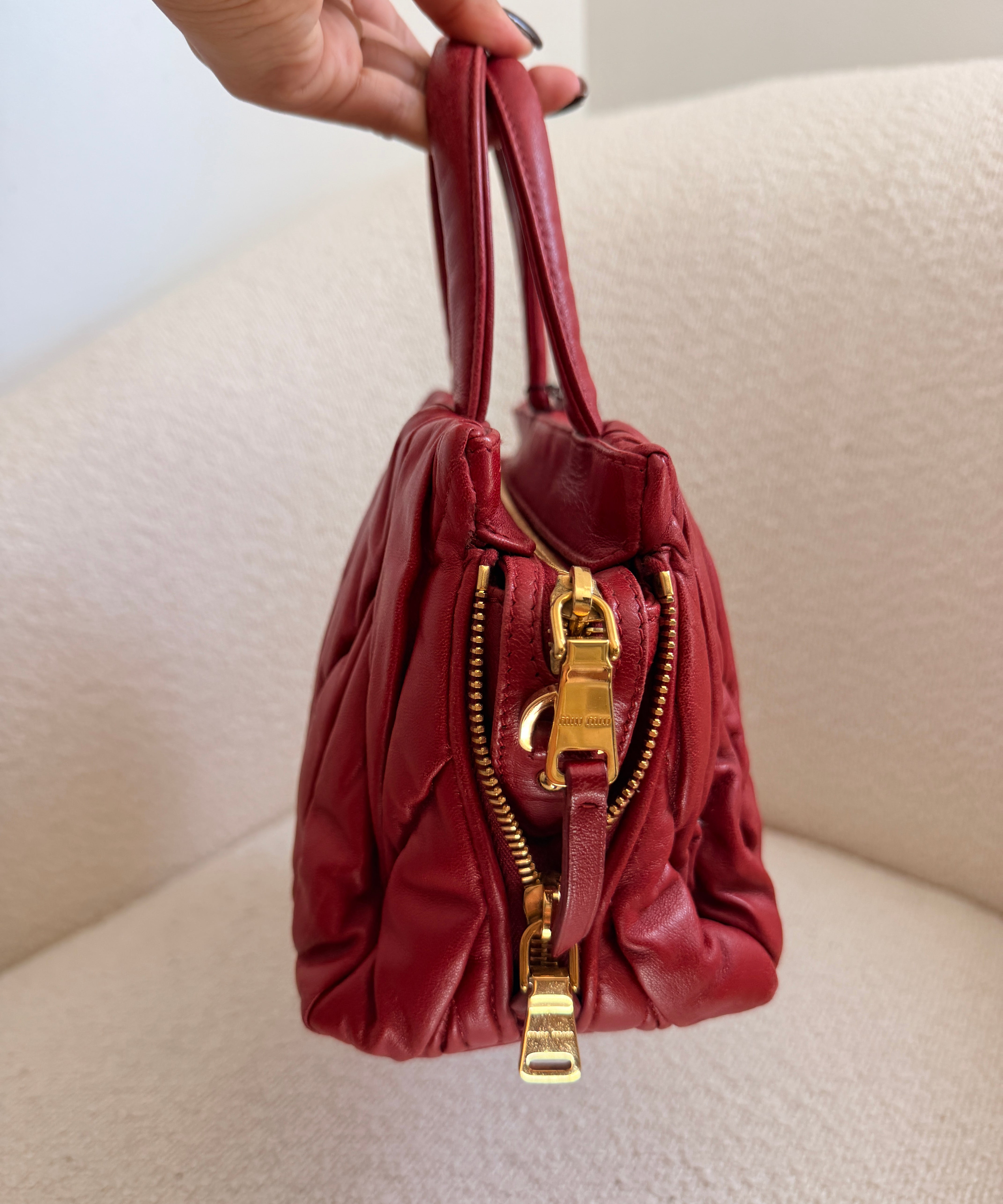 Red Mini Miu Miu Metalassé Bag