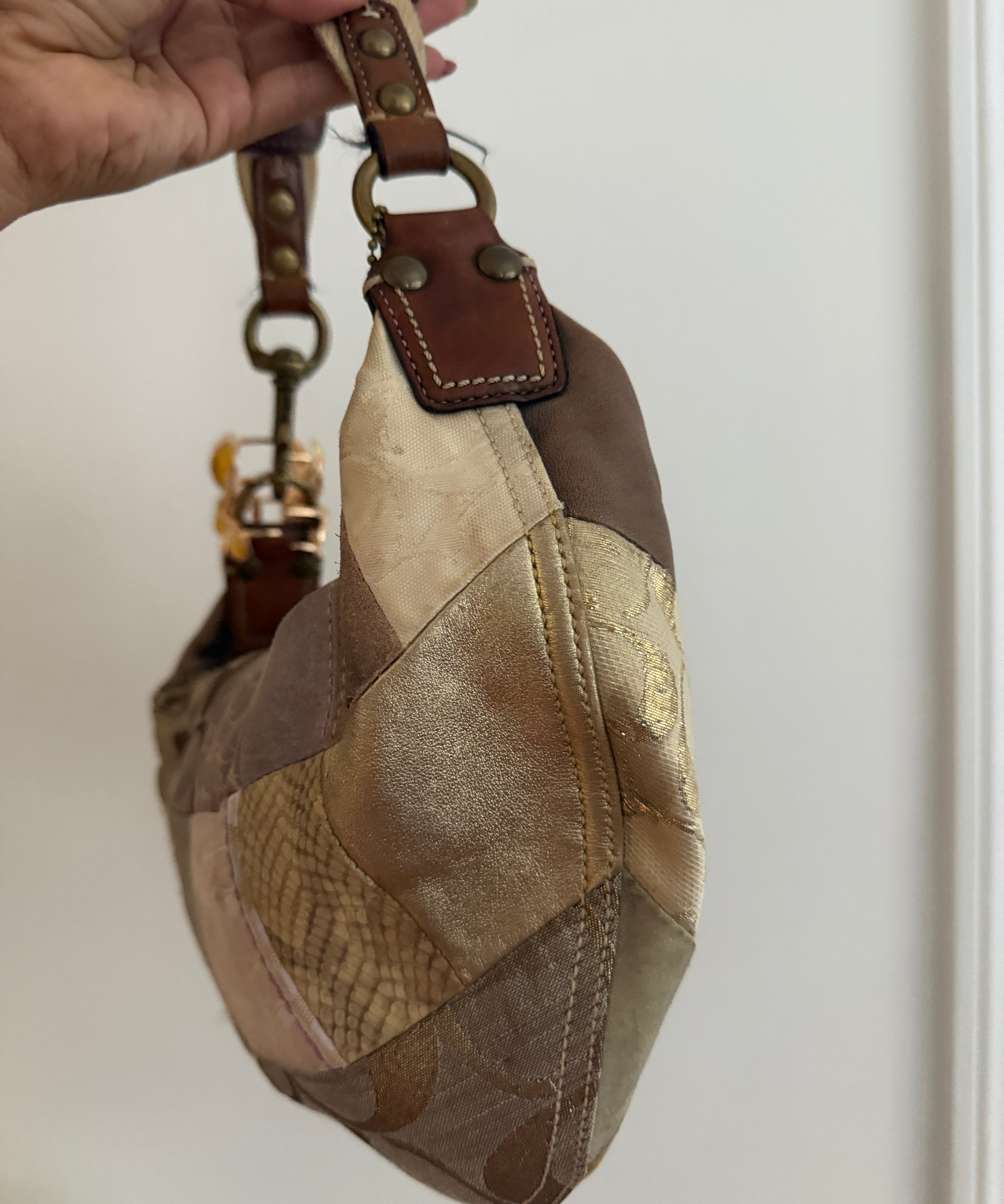 Coach Gold Patchwork Hobo Shoulder Bag