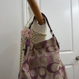 Coach Purple Optic Canvas Large Carly Bag