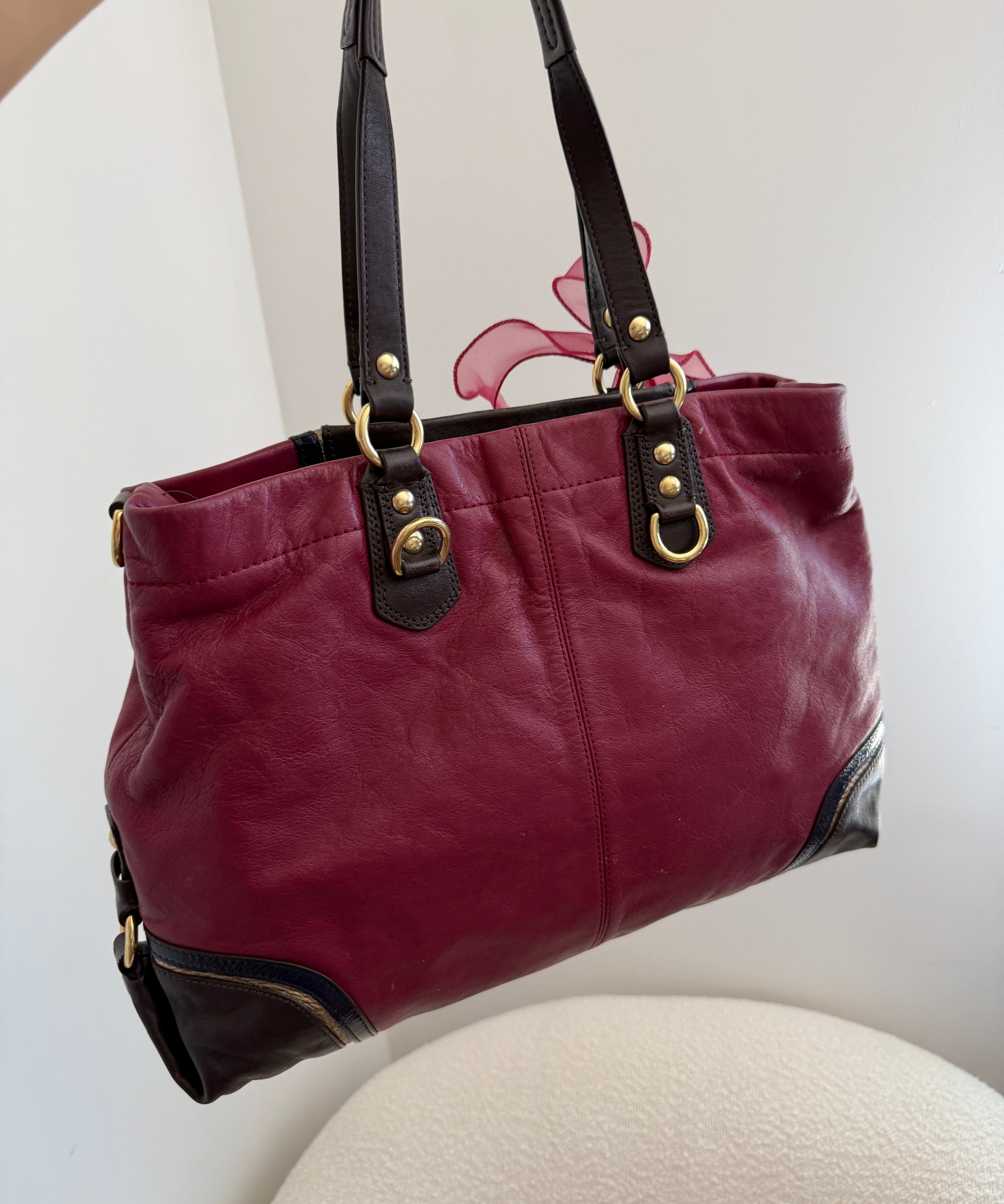 Coach Red Leather Ashley Carry-All Bag