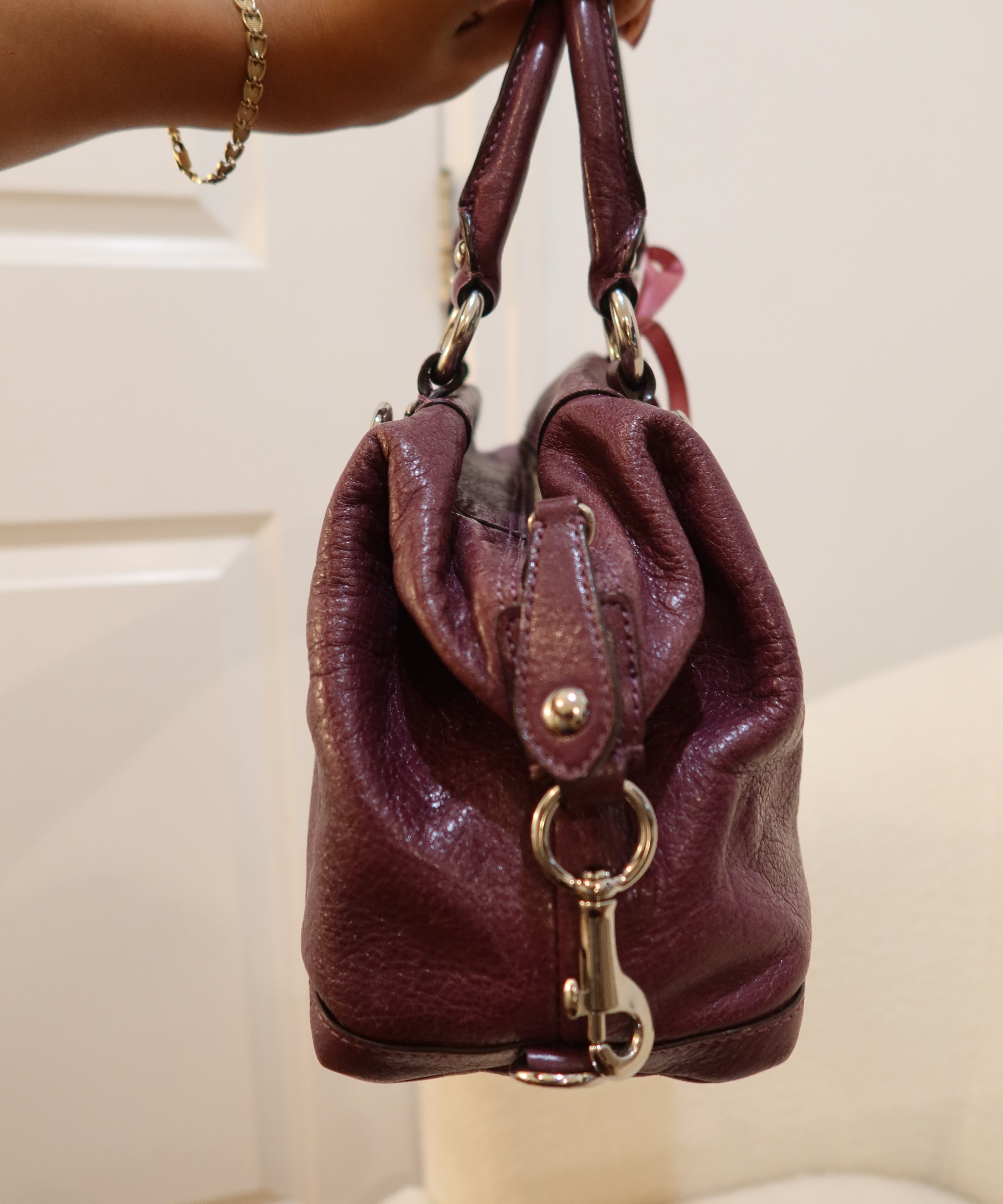 Plum Leather Coach Sabrina Madison Bag