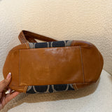 Coach Denim Leather Pleated Hobo Bag