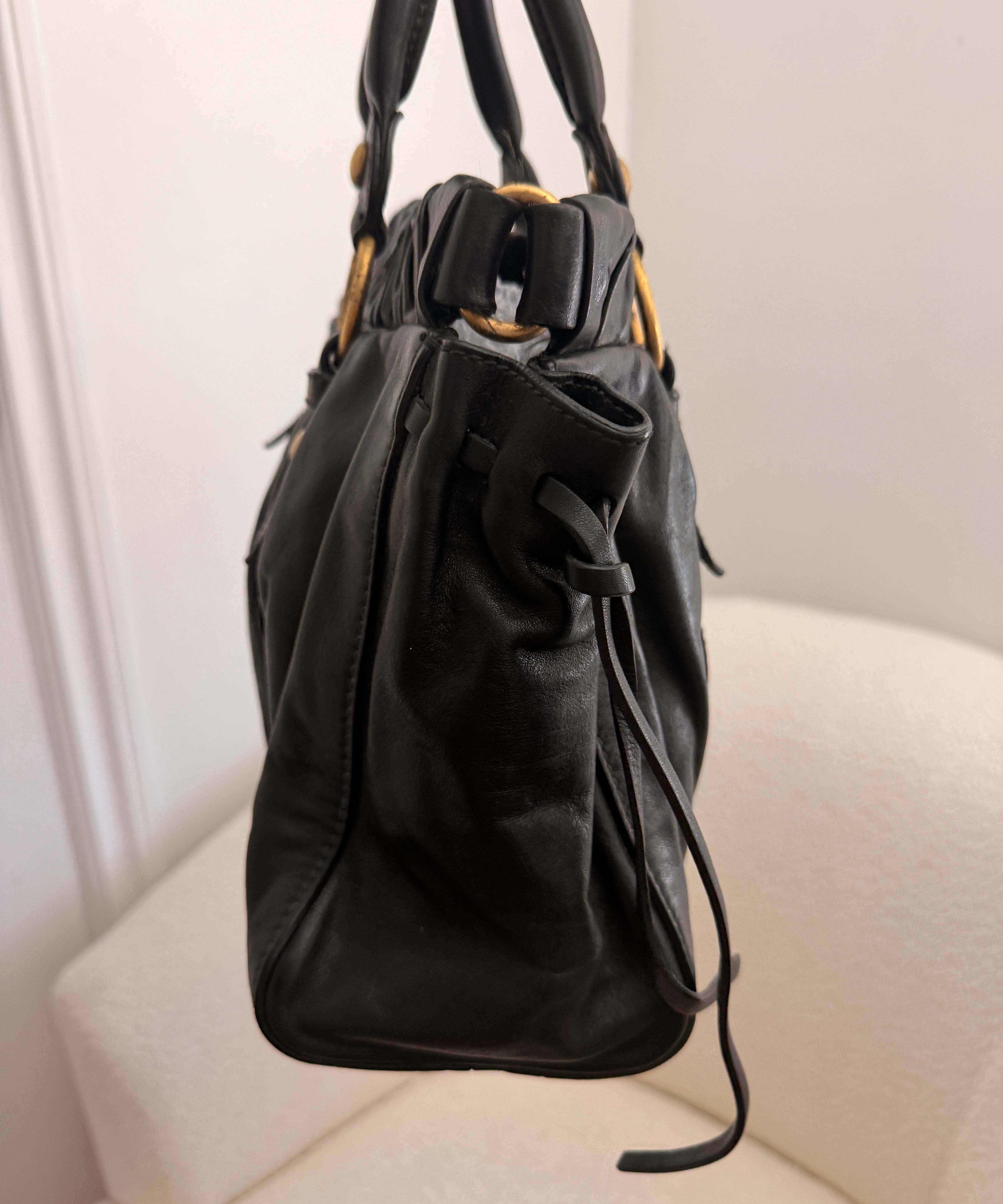 Black Miu Miu Vitello Leather Bag