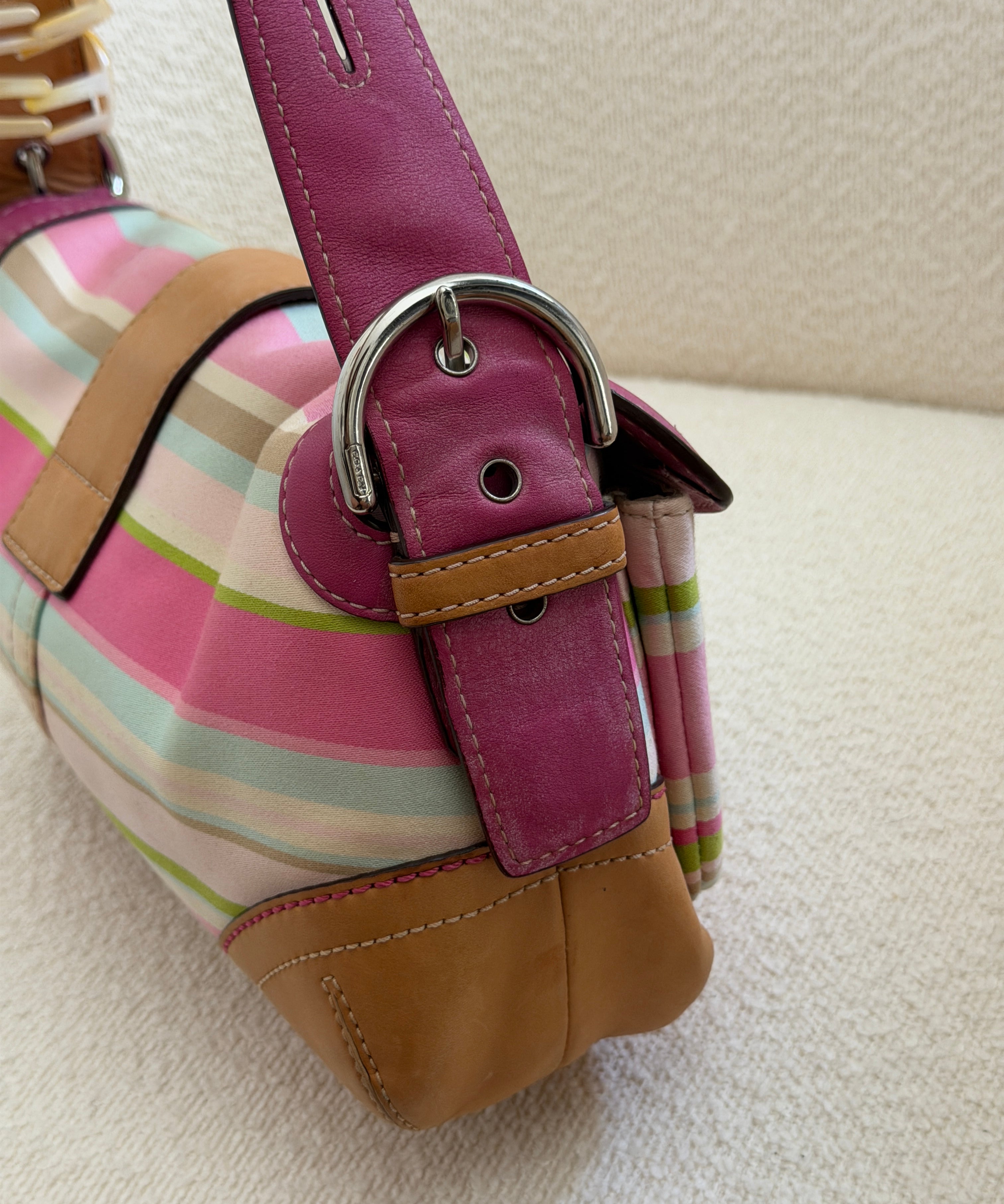 Rare Coach Striped Double Pocket Soho Bag