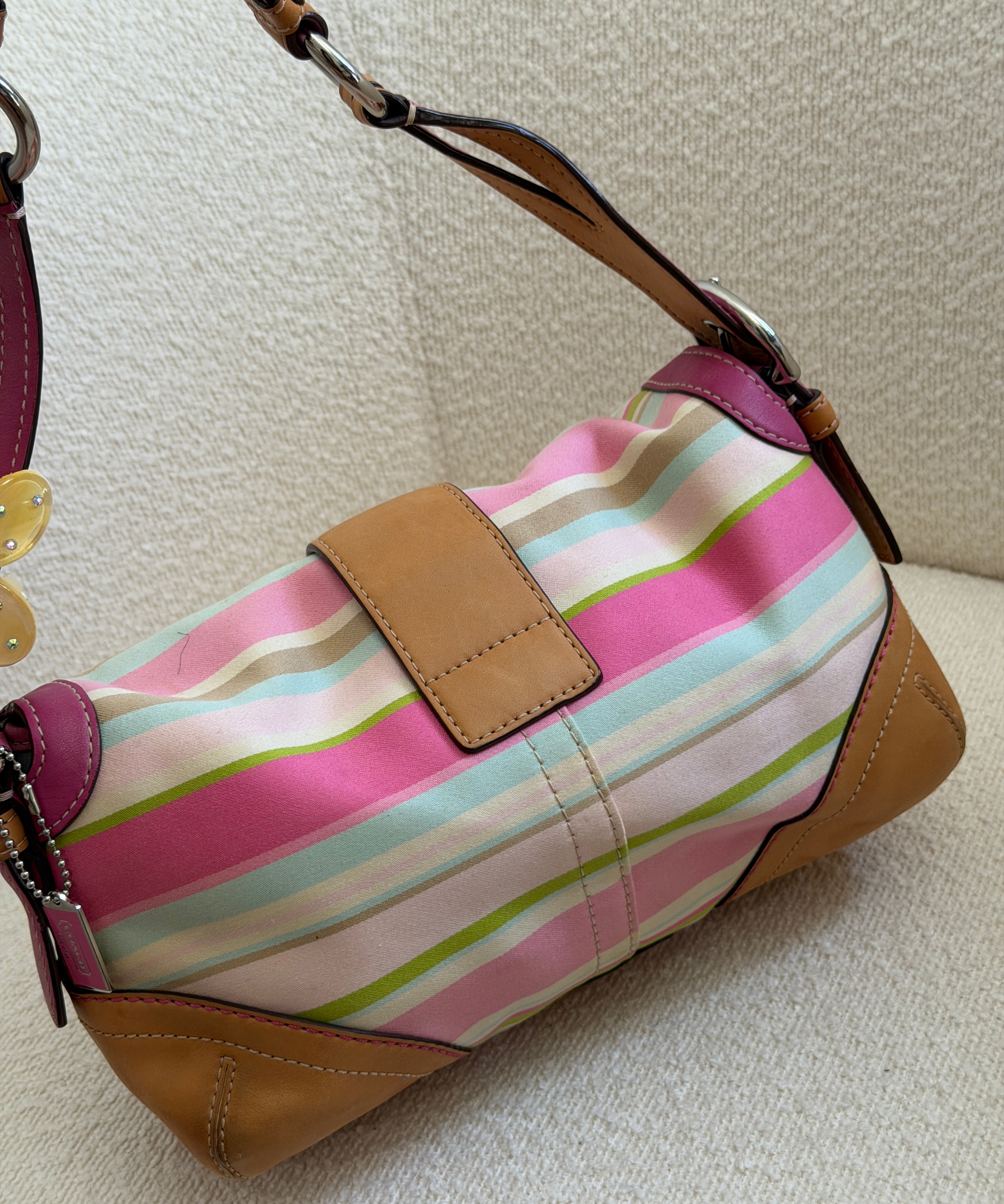 Rare Coach Striped Double Pocket Soho Bag