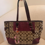 Coach Purple Suede Trim Signature Gallery Tote Bag