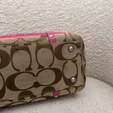 Coach Pink Stripe Signature Boston Bag