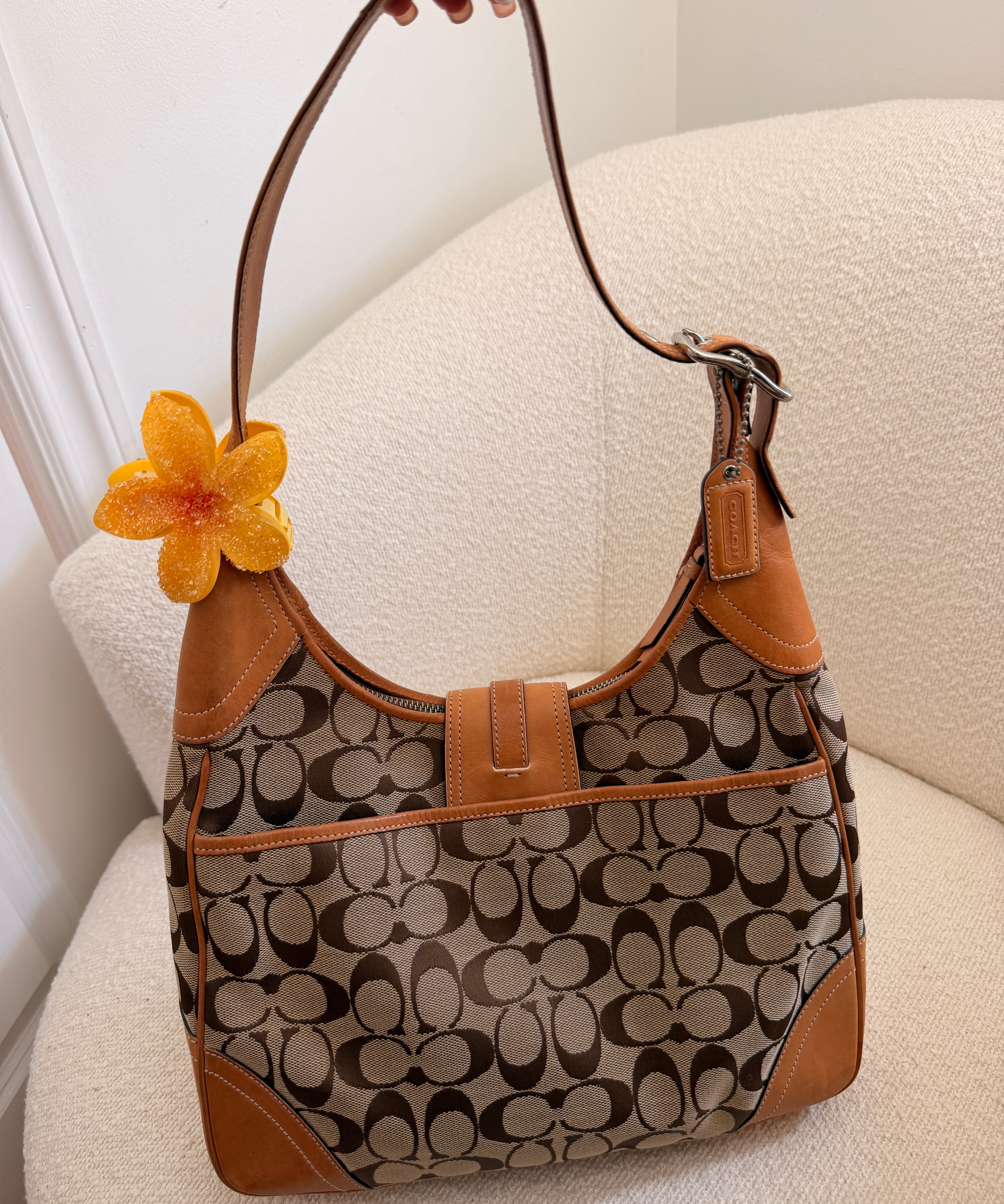 Coach British Tan Hamptons Signature Hobo Bag