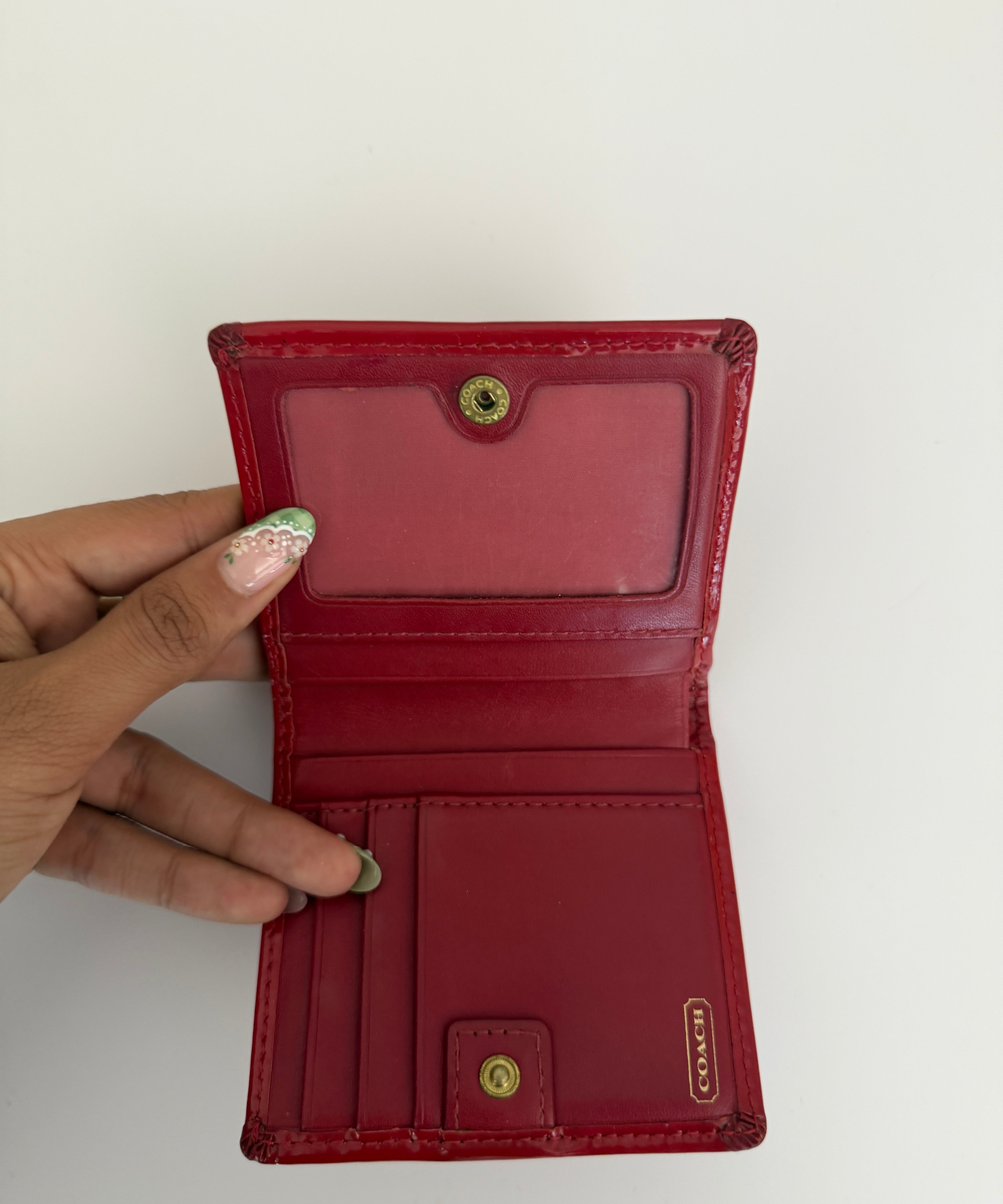 Coach Red Patent Leather Op Art Wallet