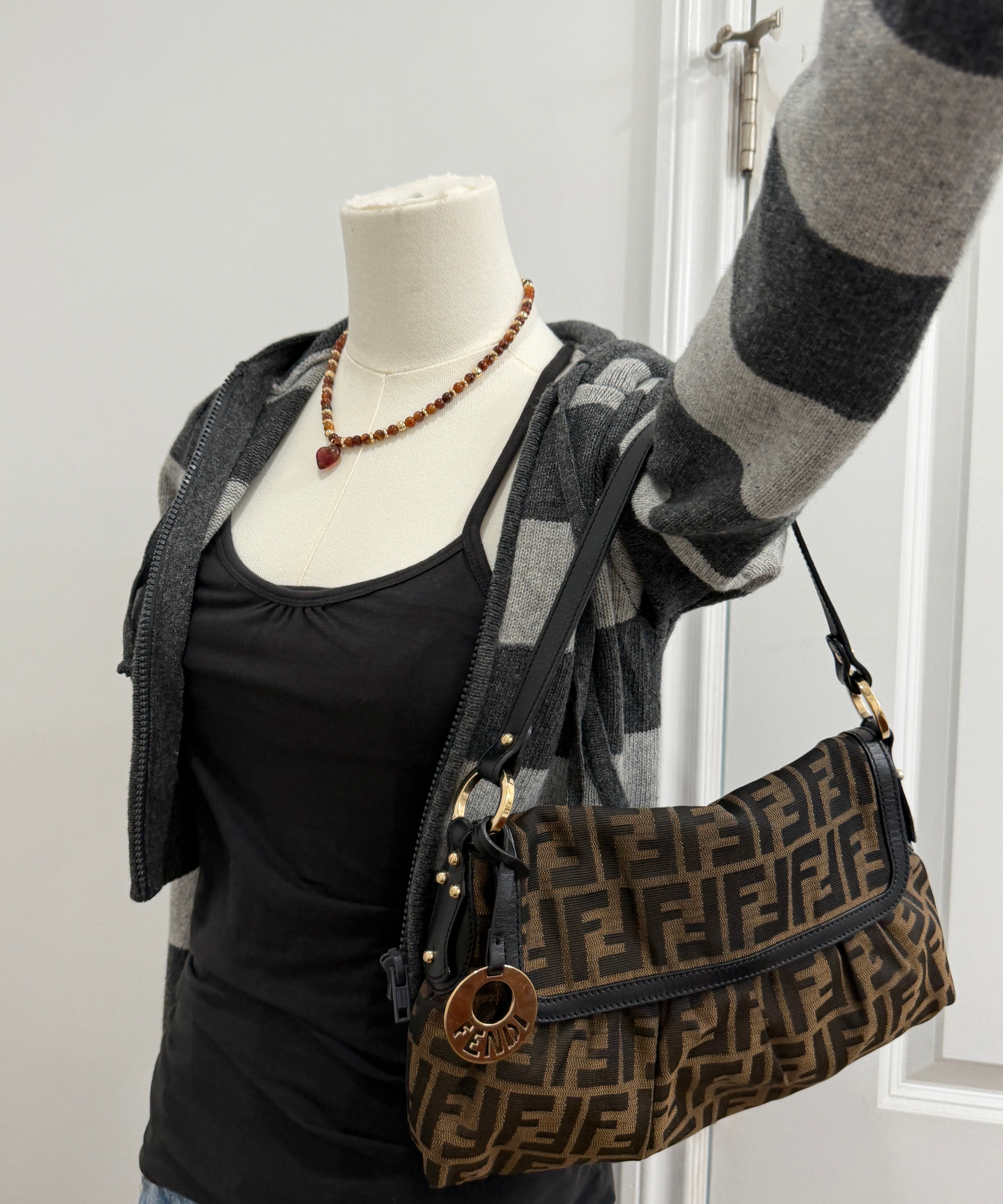 Brown Fendi Zucca Chef Shoulder Bag
