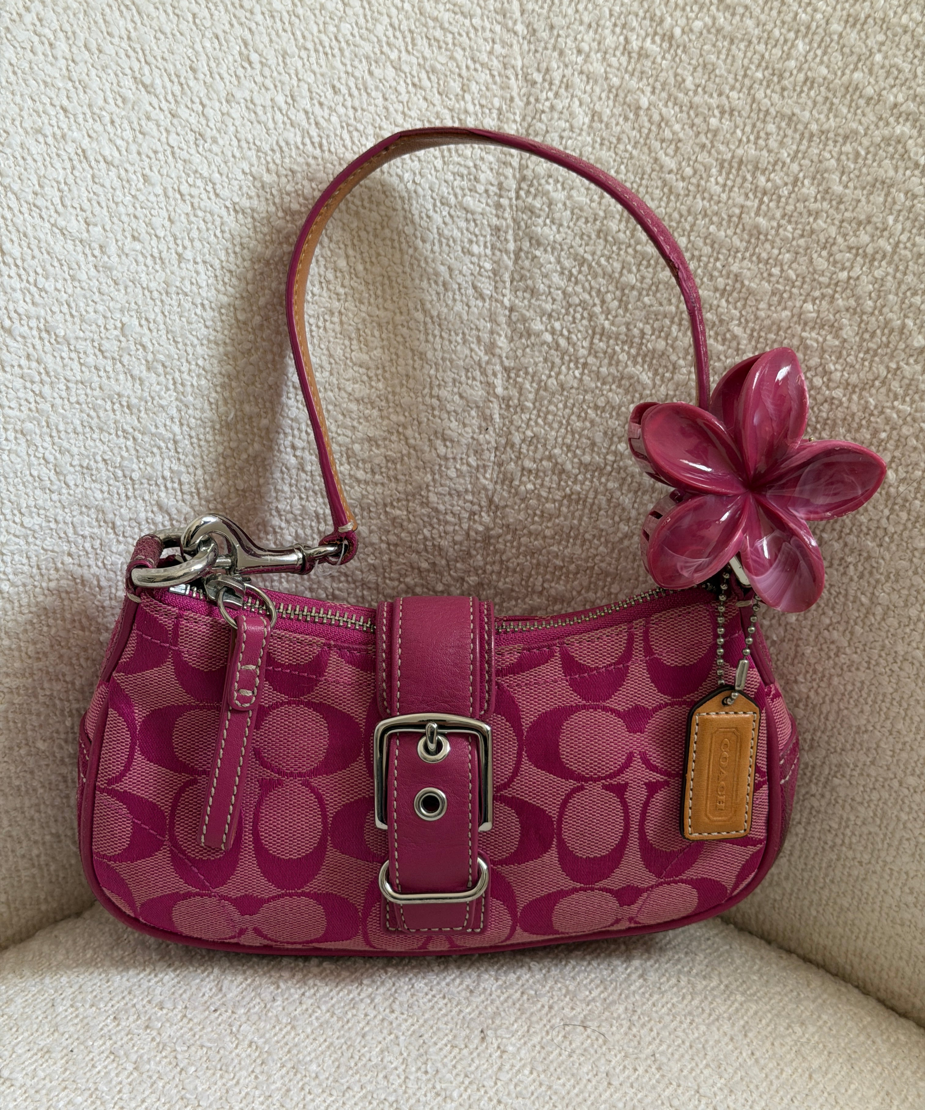 Coach Hot Pink Canvas Demi Hamptons Buckle Bag