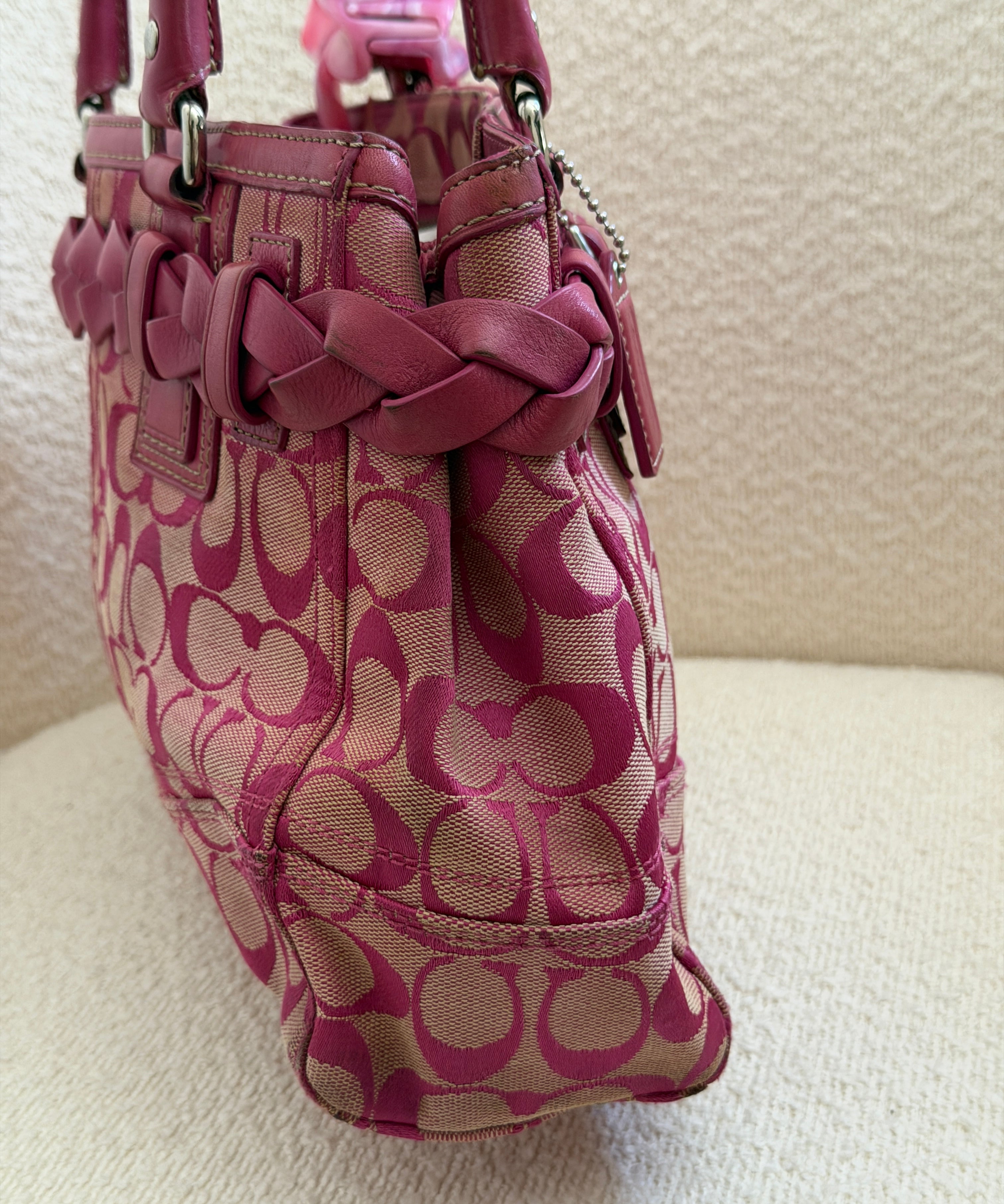 Coach Pink Signature Hamptons Carry-All Bag