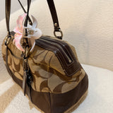 Coach Brown Stripe Signature Satchel Bag