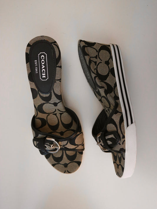 Coach Grey Signature Wedges (Size: 8B)