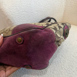 Coach Purple Suede Trim Signature Gallery Tote Bag