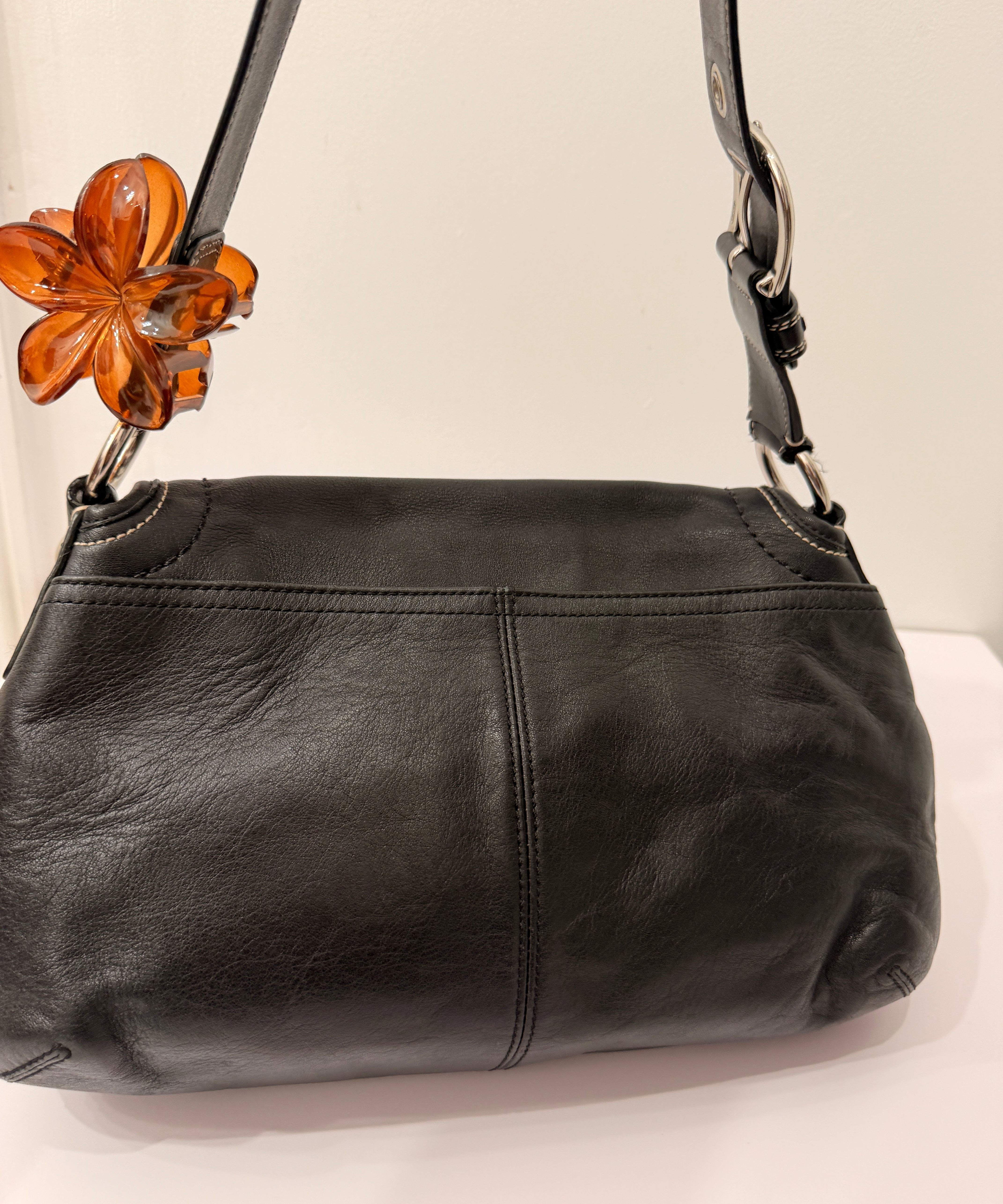 Coach Black Leather  Pleated Soho Bag