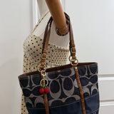 Coach Denim Stripe Tote Bag