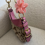 Coach Pink Trim Signature Zoe Bag