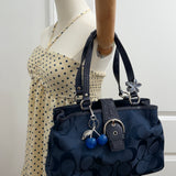New Coach Navy Signature Tote Bag