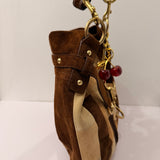 Coach Suede Patchwork Pleated Hobo Bag
