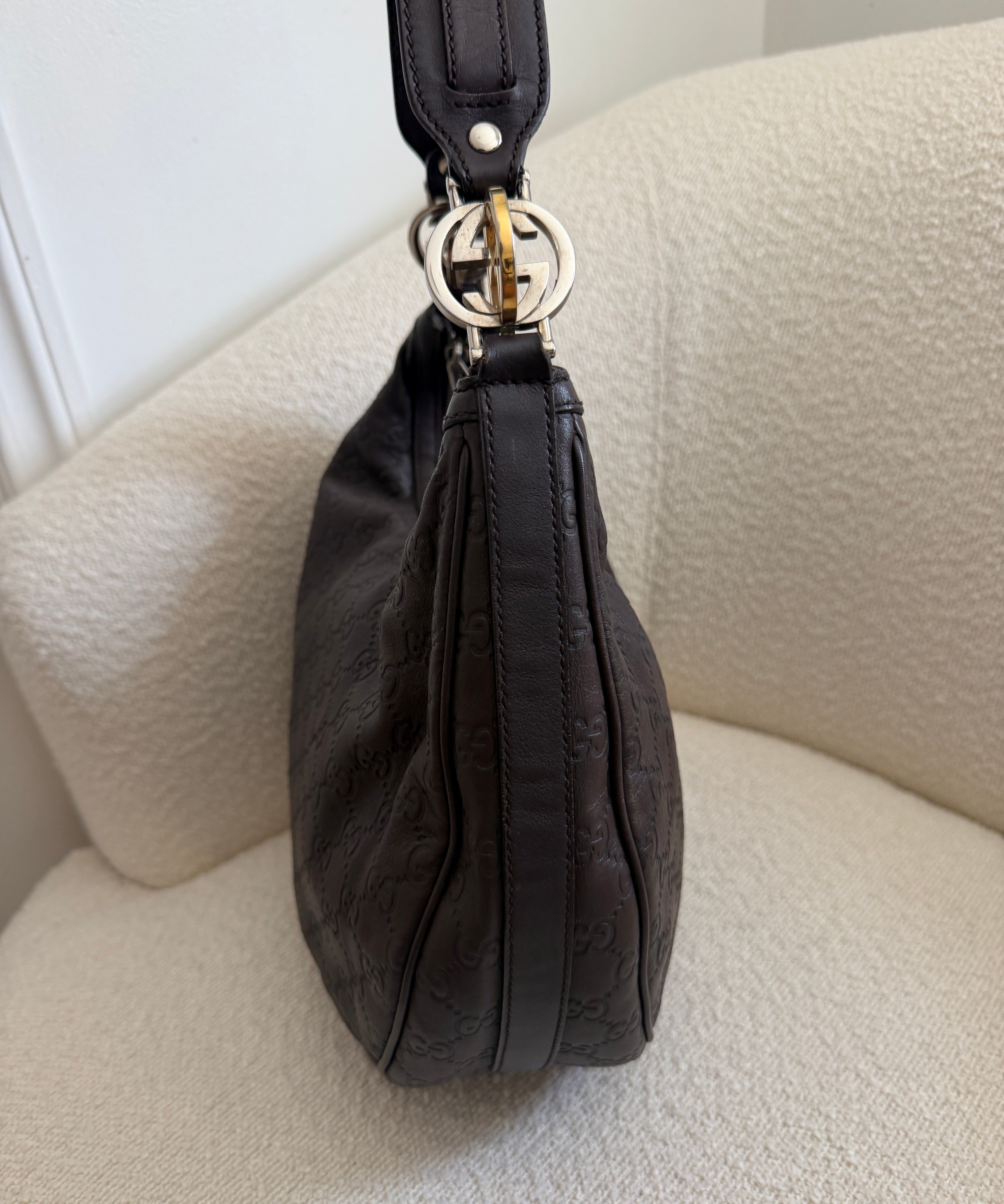 Brown Gucci Guccissima Twins Shoulder Bag