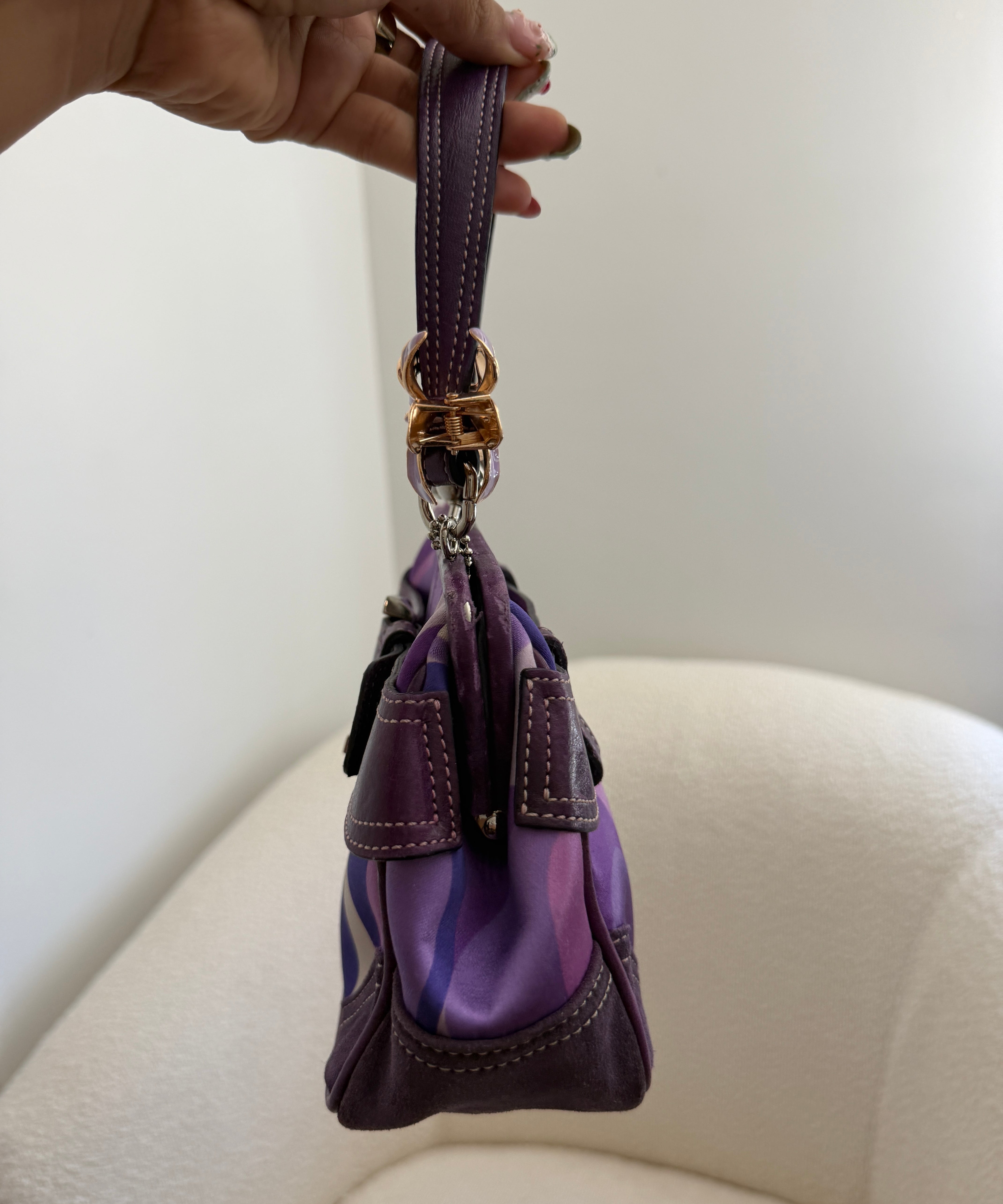 Rare Coach Swarovski Purple Optic Kisslock Hand Bag