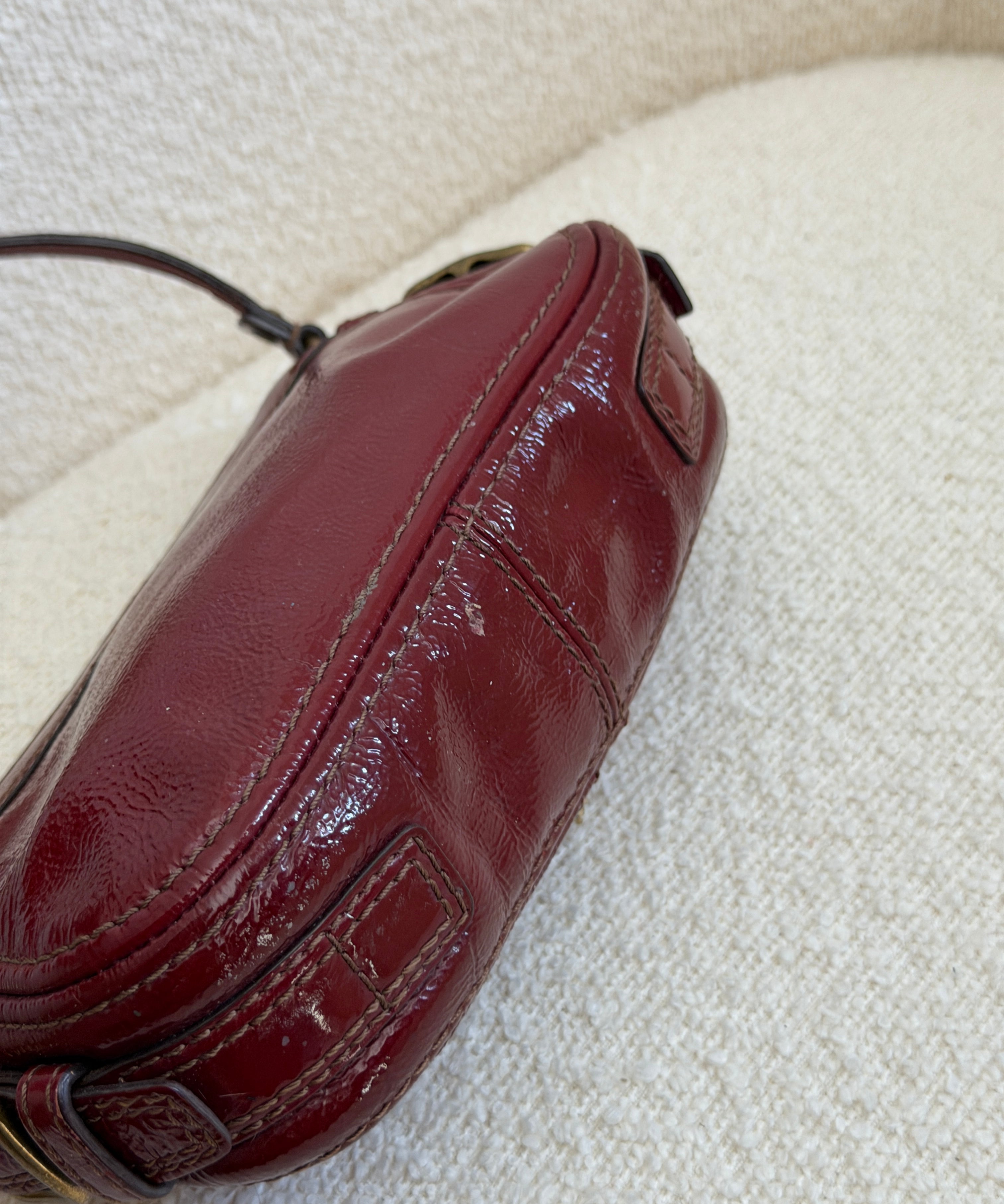 Coach Red Patent Leather Micro Zoe Bag