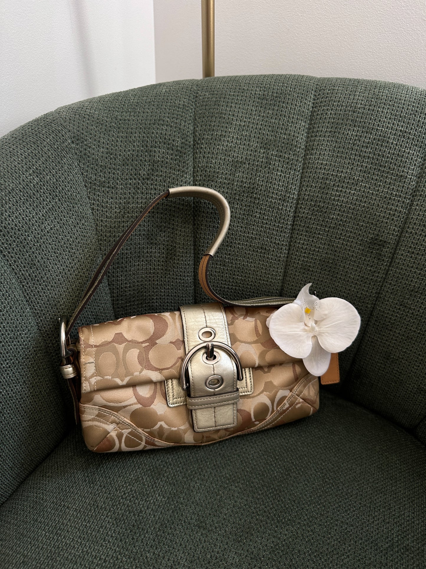 Coach Beige Optic Soho Baguette