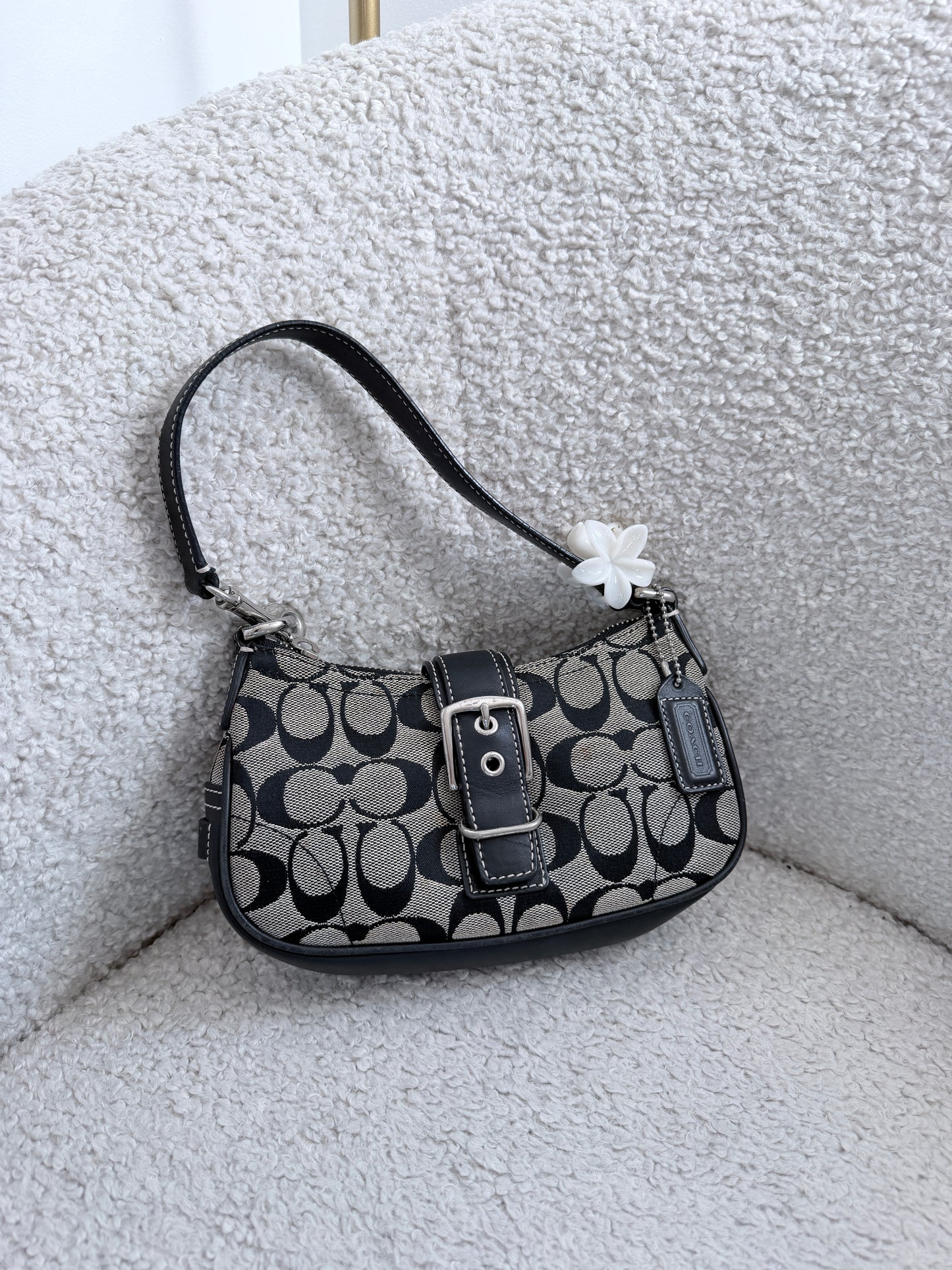 Grey Coach Demi Hamptons Canvas Buckle Bag