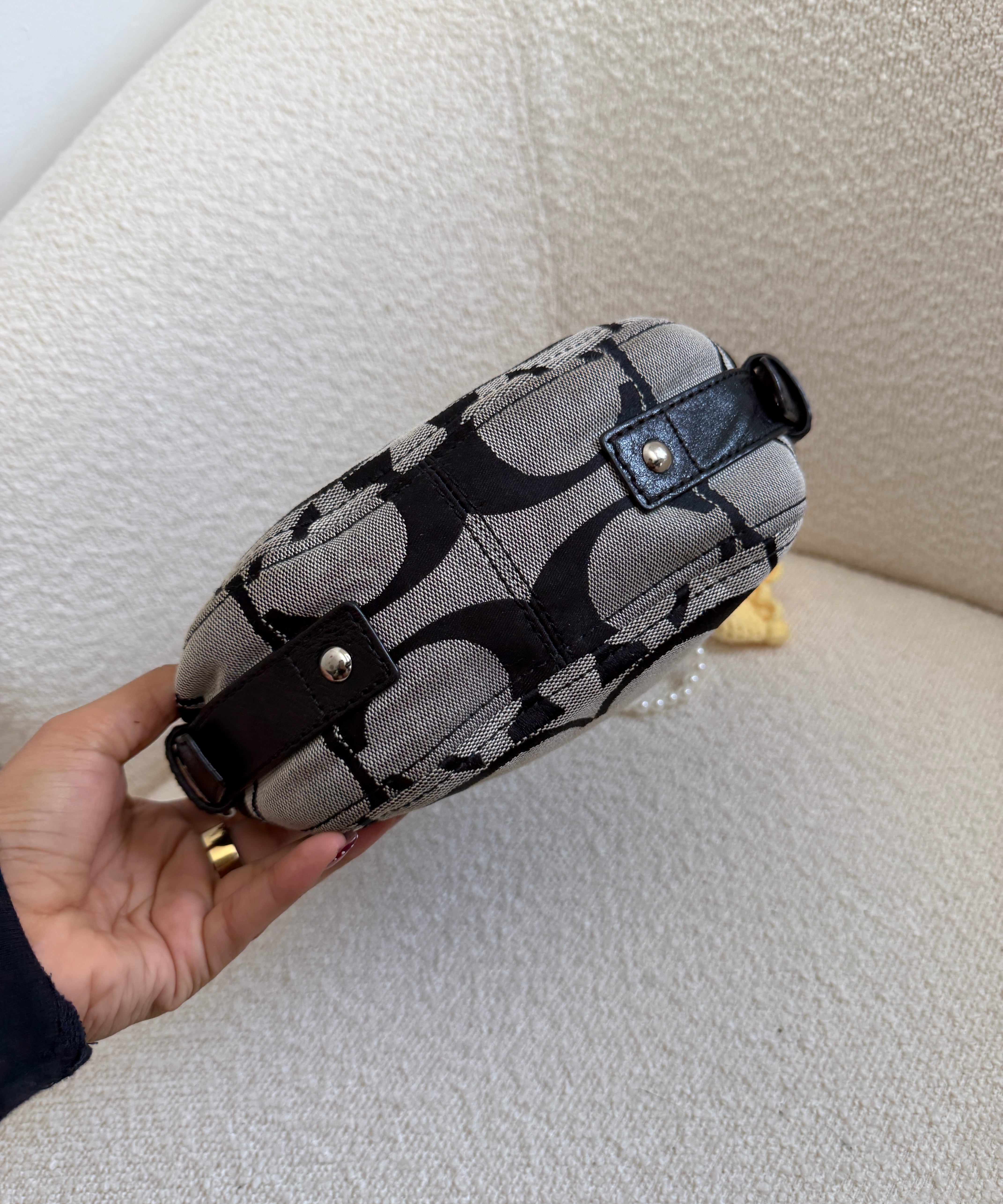 Grey Signature Coach Mini Zoe Bag