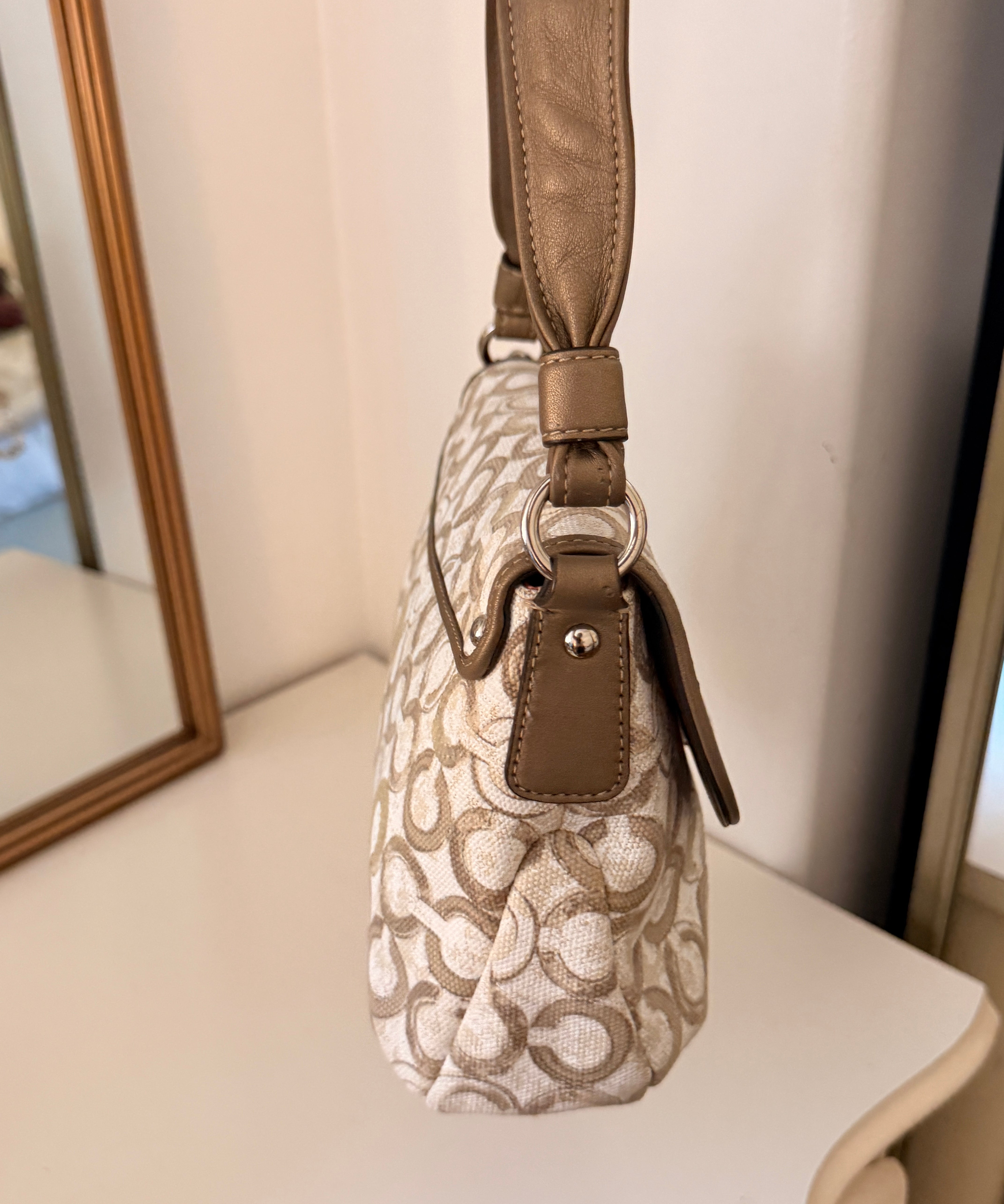 Coach Khaki Mini Kristen Leather  Bag