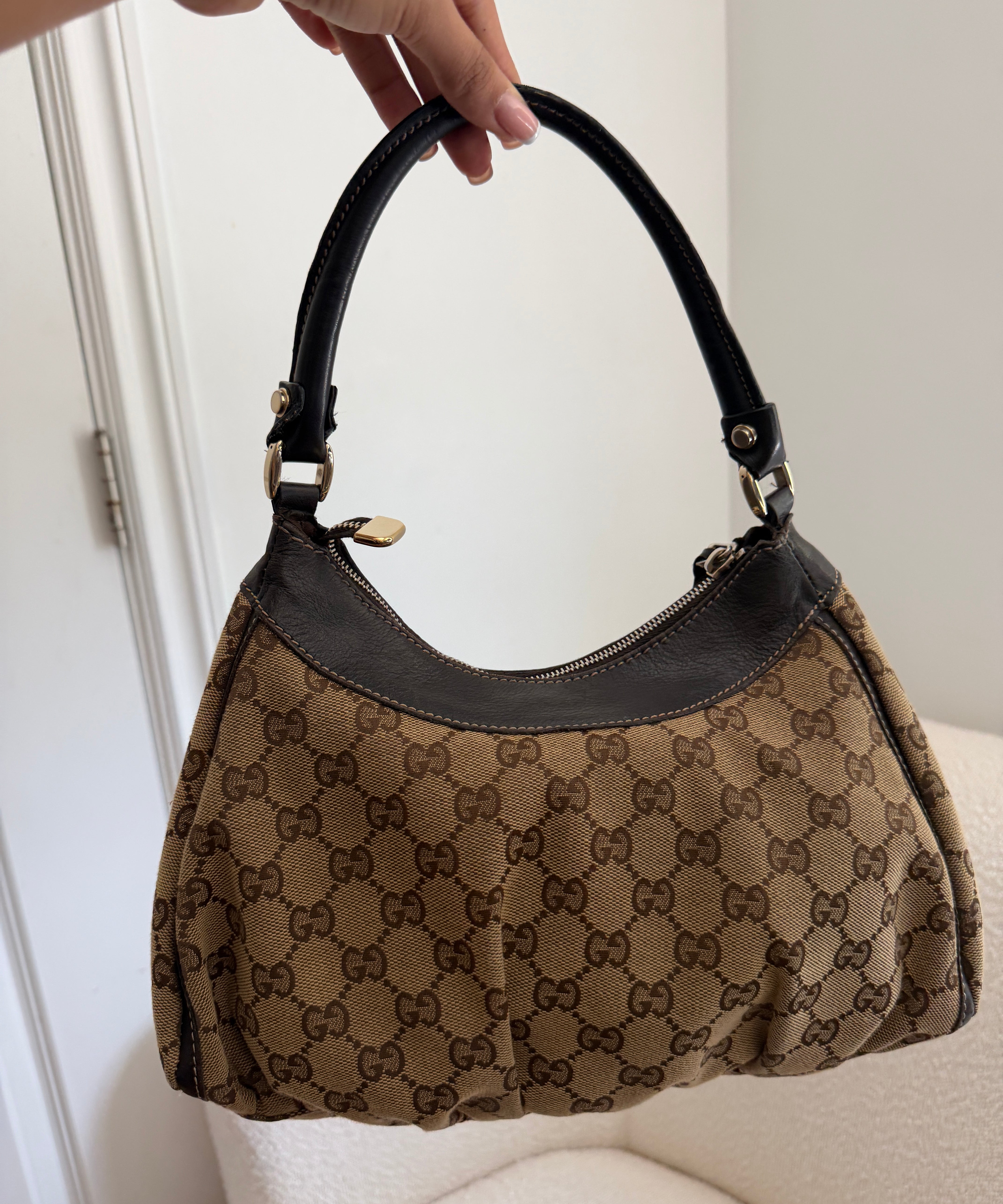 Brown Gucci Mini D-Ring Shoulder Bag
