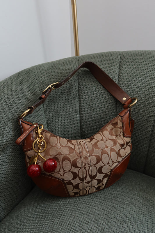 Coach Brown Signature Crescent Bag