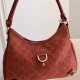 Salmon Pink Suede Gucci Abbey D-Ring Medium Hobo Shoulder Bag