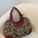 Coach Red Trim Canvas Ergo Kisslock Bag