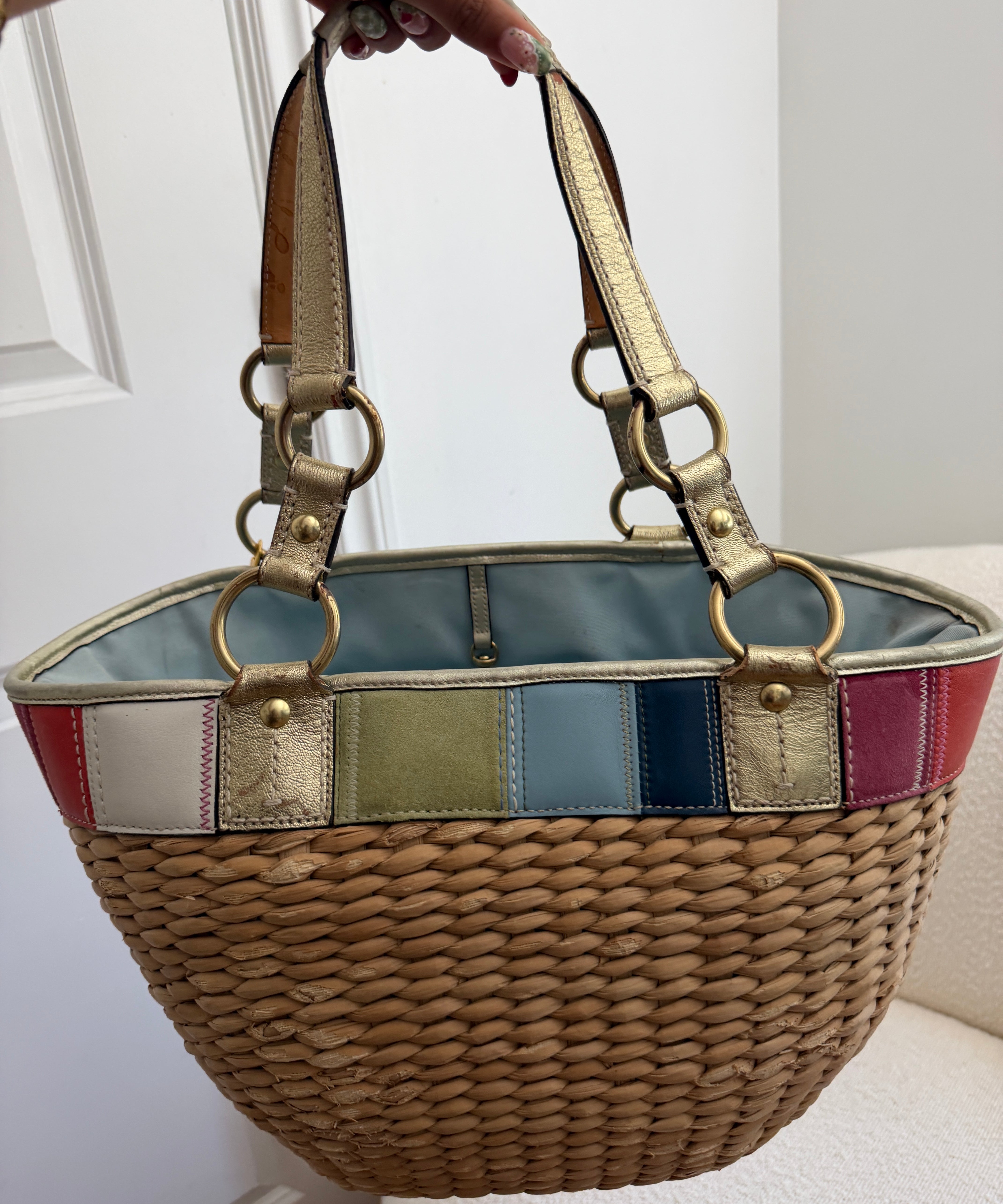 Coach Summer Legacy Bucket Woven Tote Bag