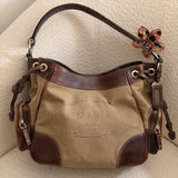 Brown Prada Jacquard Canvas Shoulder Bag