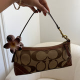Rare Coach Brown Signature East West Baguette with Stripe